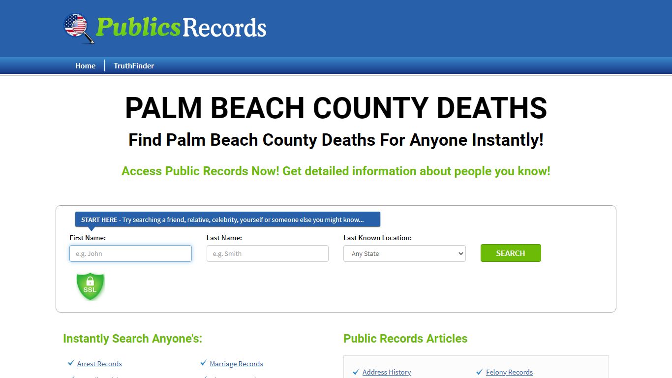 Find Palm Beach County Deaths For Anyone Instantly!