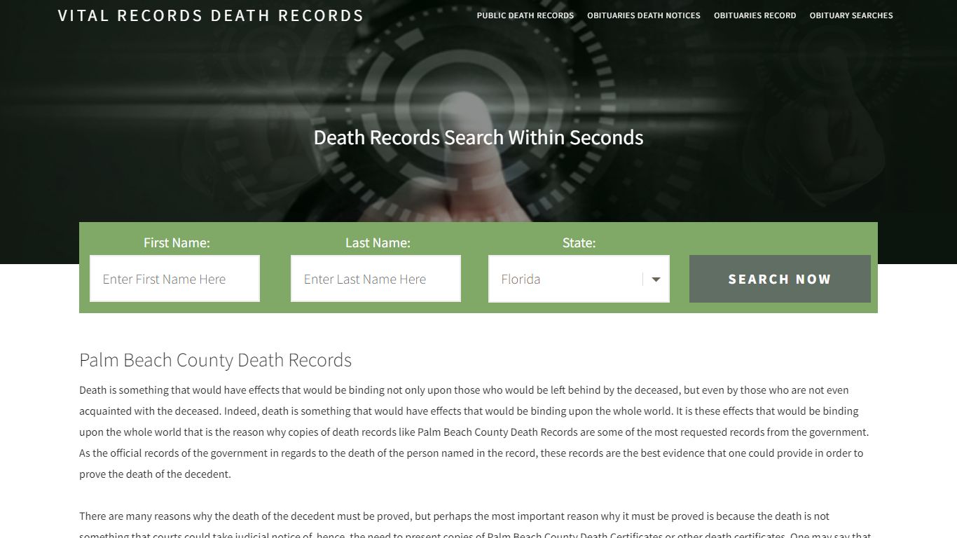 Palm Beach County Death Records